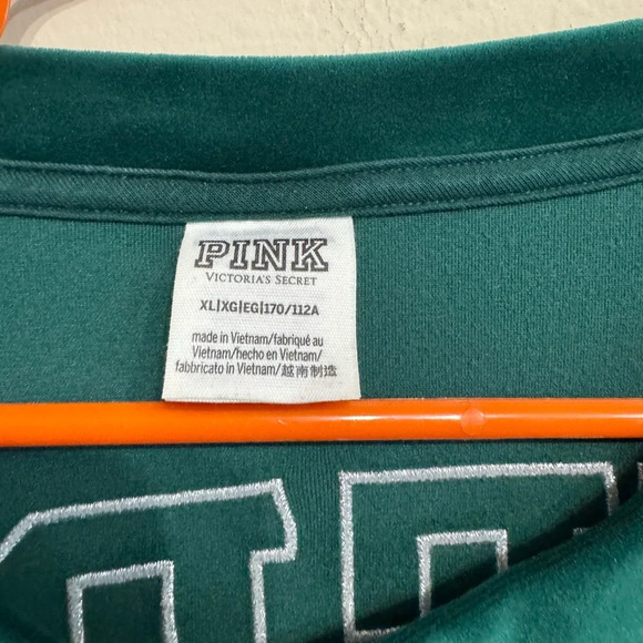 PINK Victoria's Secret Green Crew Neck Long Sleeve Sweatshirt - Picture 3 of 4